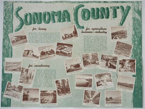 Pictorial map of Sonoma County. Historic Sonoma County , Folding Brochure with color map one ...