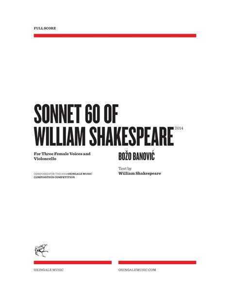 Sonnet 60 of William Shakespeare | OXINGALE MUSIC