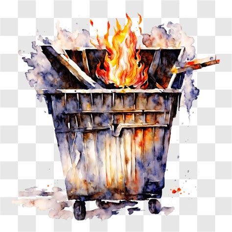 Download Abstract Art: Burning Trash Can PNG Online - Creative Fabrica