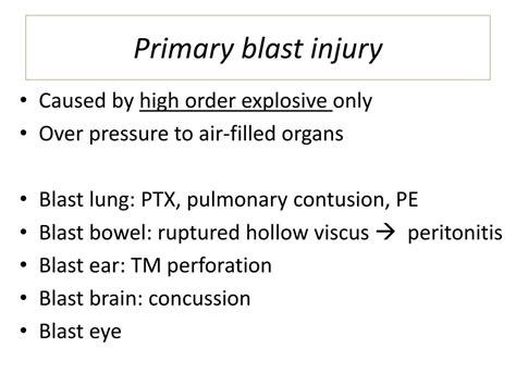 PPT - Pre-hospital and Emergency Department Management for Blast Injury ...