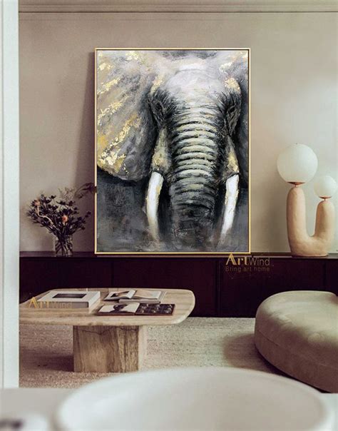 Oversized Gold Elephant Canvas Art Gold Leaf Art Grey Elephant - Etsy ...