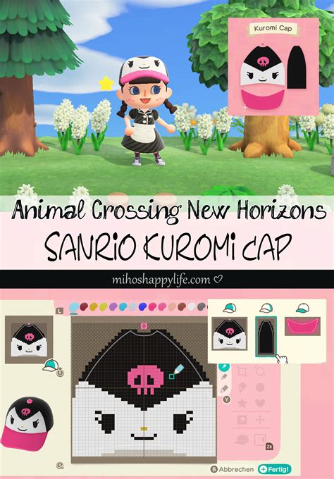 Animal Crossing New Horizons Nintendo Switch どうぶつの森 マイデザイン | Sanrio Kuromi inspired Cap | For ...