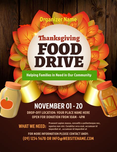 Thanksgiving Food Drive Flyer Template | PosterMyWall