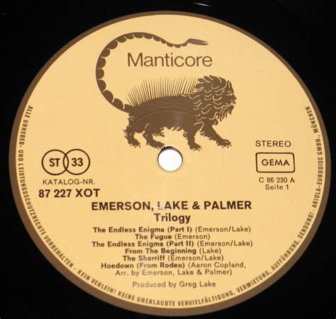 ELP EMERSON LAKE & PALMER Trilogy Album Cover Gallery & 12" Vinyl LP Discography Information # ...