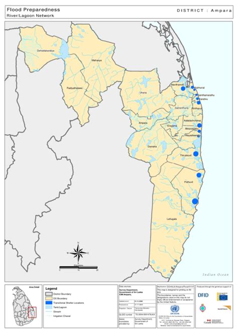 Sri Lanka: Ampara district - Flood preparedness - River/lagoon network | OCHA