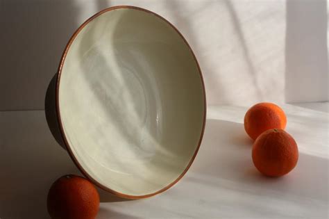 rustic Tuscan Italian pottery pedestal bowl, large fruit dish or centerpiece