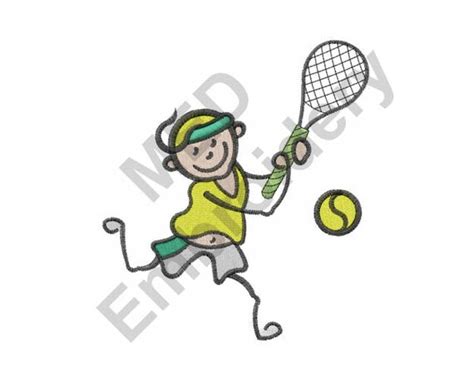 Tennis Player Stick Figure Machine Embroidery Design | Etsy