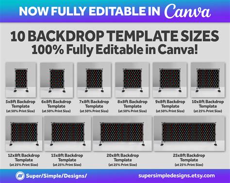 Canva Step and Repeat Backdrop Templates in 12 Designs & 10 Template Sizes, Video Conference ...