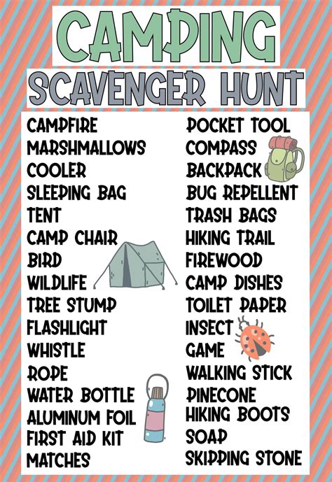 Camping Scavenger Hunt Free Printable