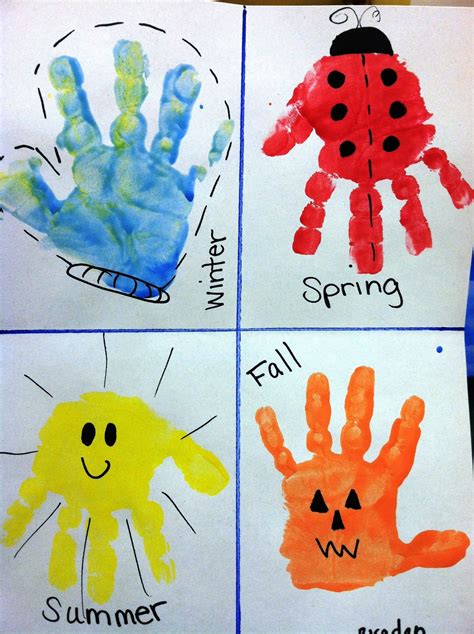 Super Easy Seasons Hand Print Craft. | Preschool Fun | Pinterest | Handprint crafts, Summer ...