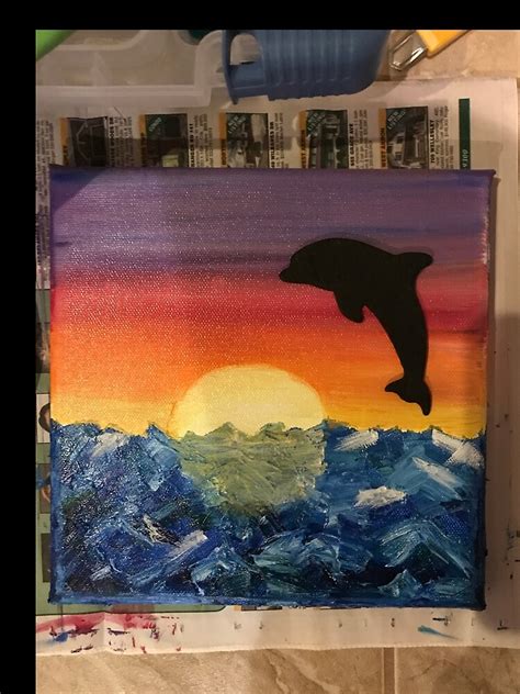 "Dolphin against sunset oil painting" Poster for Sale by Laxgirl0408 ...