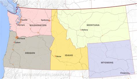 Northwestern US political map - by freeworldmaps.net