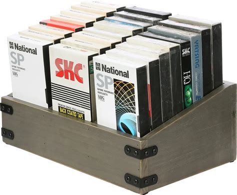 Amazon.com: MyGift Vintage Gray Solid Wood Nostalgia VHS Cassette Case Storage Box with 3 ...