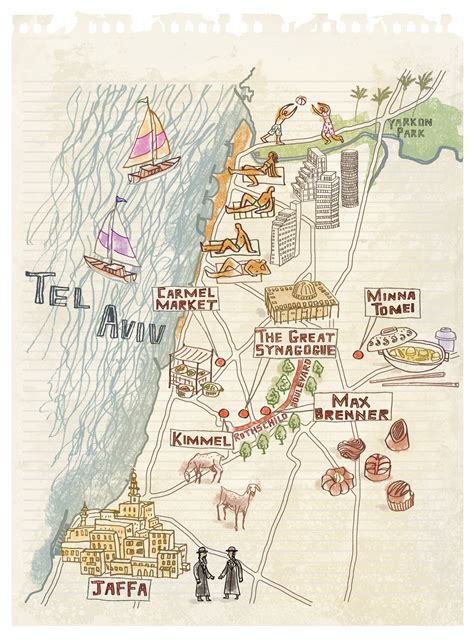 Tel Aviv map by Robert Littleford, January 2016 issue | Israel travel ...