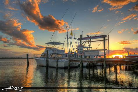 Ponce Inlet Marina Dock Fishing Boat at Sunset | HDR Photography by Captain Kimo