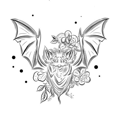 Bat tattoo. Linear vector illustration of a vampire 13261249 Vector Art at Vecteezy