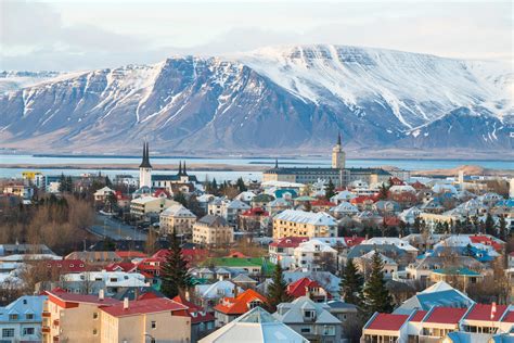 Scenery view of Reykjavik the capital city of Iceland in late winter season. - United States ...