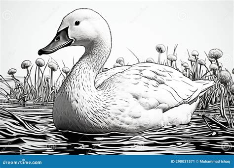 Monochromatic Duck Drawing, Emphasizing the Essence of Fine Feathered ...