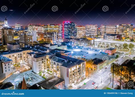 San Jose Skyline at Night stock photo. Image of california - 190499196