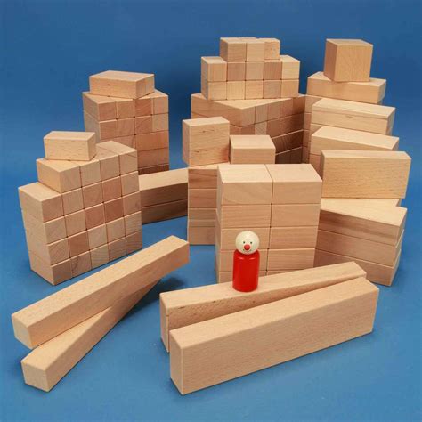 Set of 140 large wooden building blocks | Wooden blocks for beginners ...