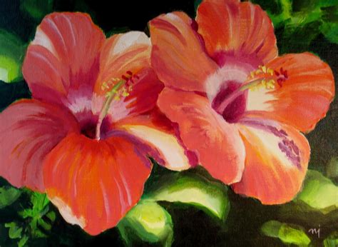 Image detail for -hibiscus two acrylic on canvas panel 9 x 12 sold | Flower painting, Hibiscus ...