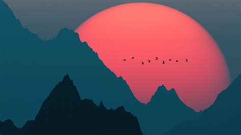 Sunset Minimalist Scenery 4K #7880g Wallpaper PC Desktop