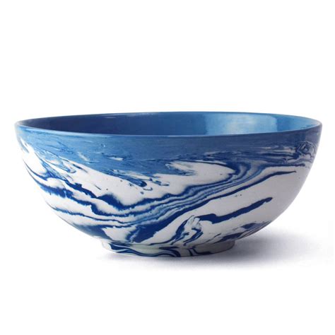 marbled blue and white ceramic salad bowl by nom living | notonthehighstreet.com