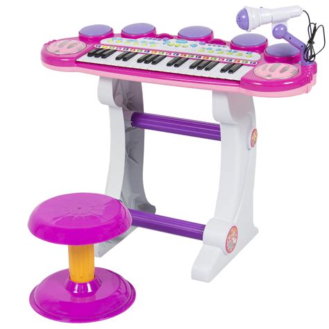 Electronic Toy Keyboard With Microphone Stand And Stool - ToyWalls