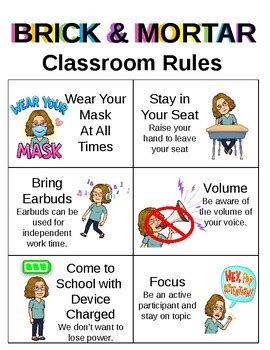 Brick & Mortar and Virtual Classroom Rules by Pace Productions | TpT