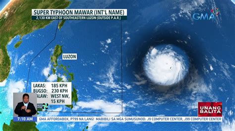 Super Bagyong "Mawar", bahagya pang lumapit sa PAR; nananatiling mababa ang tsansang...| UB ...