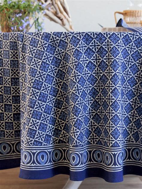 Blue tablecloth, Batik tablecloth, India tablecloth, 90 Round Tablecloth, 70 Round Tablecloths ...