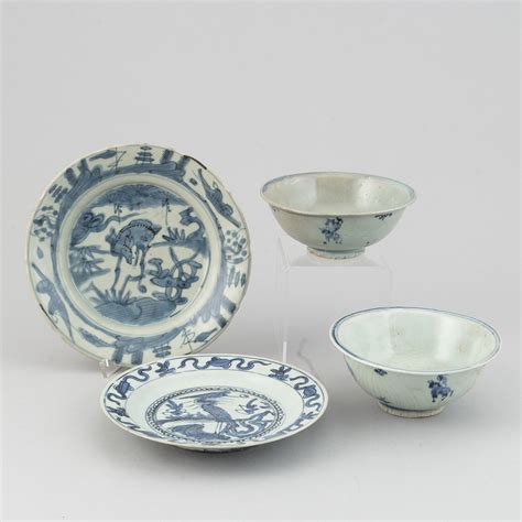 A group of Chinese blue and white porcelain, Ming dynasty (1368-1644 ...