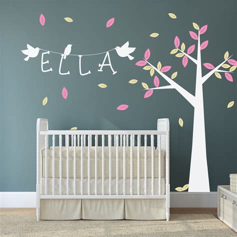 Nursery Tree With Name And Birds Wall Stickers By Wallboss | Wallboss Wall Stickers | Wall Art ...