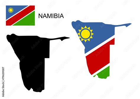 Namibia map and flag vector, Namibia map, Namibia flag Stock Vector ...