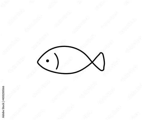 Vector isolated cute cartoon tiny simple fish. Contour line primitive ...