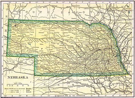 Vintage maps, Nebraska, Map