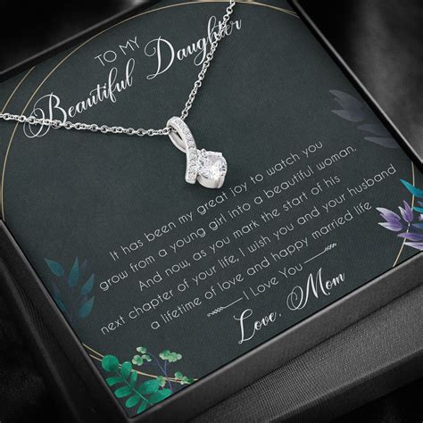 Daughter Gift Necklace – To My Beautiful Daughter Necklace With Box Message Card – Personalized ...