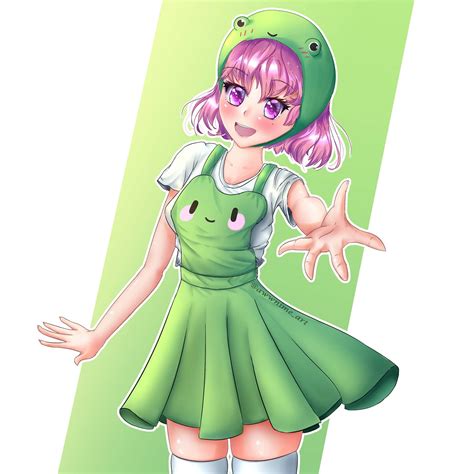 A cute frog anime girl, drawn by me! If you want me to draw you as a ...