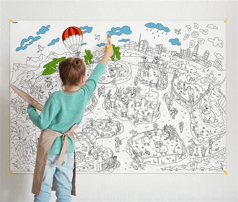 XXL Giant Coloring Poster With Animals Indoor Activities for Kids ...