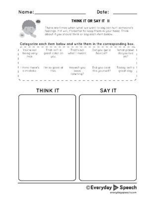 Lesson Plan: Think It or Say It - Everyday Speech