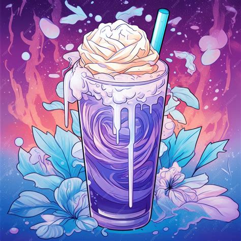 Premium AI Image | Iced lavender latte in an art style