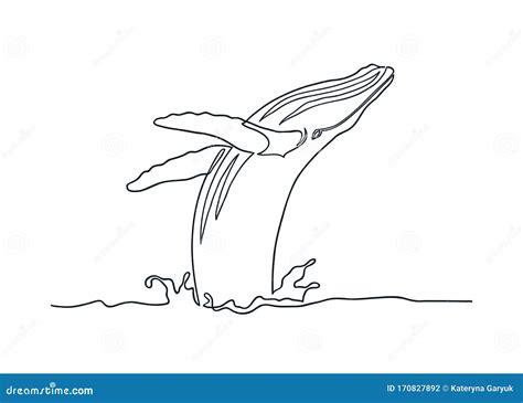 Breaching Humpback Whale Line Art Stock Vector - Illustration of international, drawn: 170827892