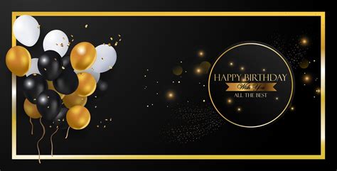 birthday banner with gold and black ballons ornaments 4213508 Vector Art at Vecteezy