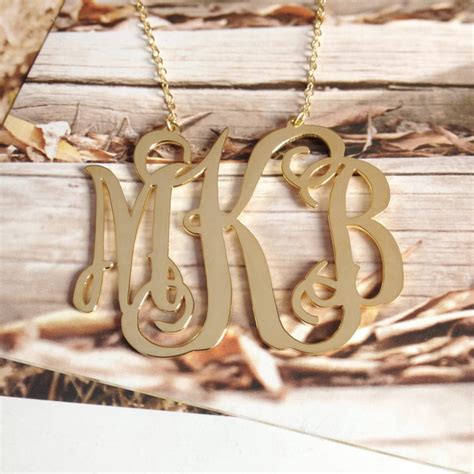 3 Initial Monogram Necklacegold Monogram Necklaceletter | Etsy