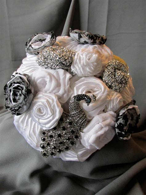 Wedding Bouquet Black and White Bouquet White Fabric - Etsy