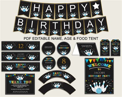 Bowling Birthday Party Decorations Printable for Boy Girl - Etsy