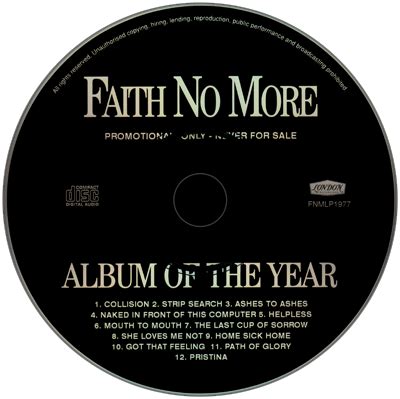 Faith No More Album Of The Year CD UK Promo