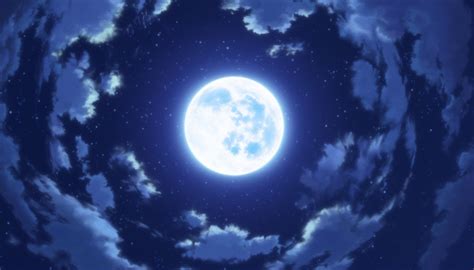 the full moon is seen through clouds in this animated scene from an animated film,