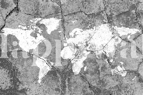 Concrete World Map Wallpaper - Buy Online | Happywall