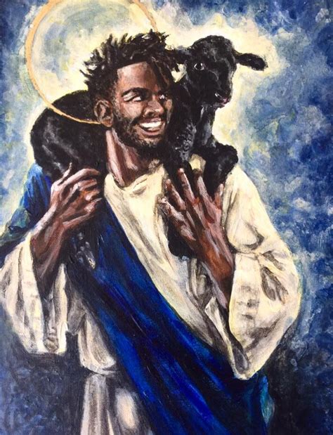 Black Jesus, an art illustration created with acrylic paints, made by ...